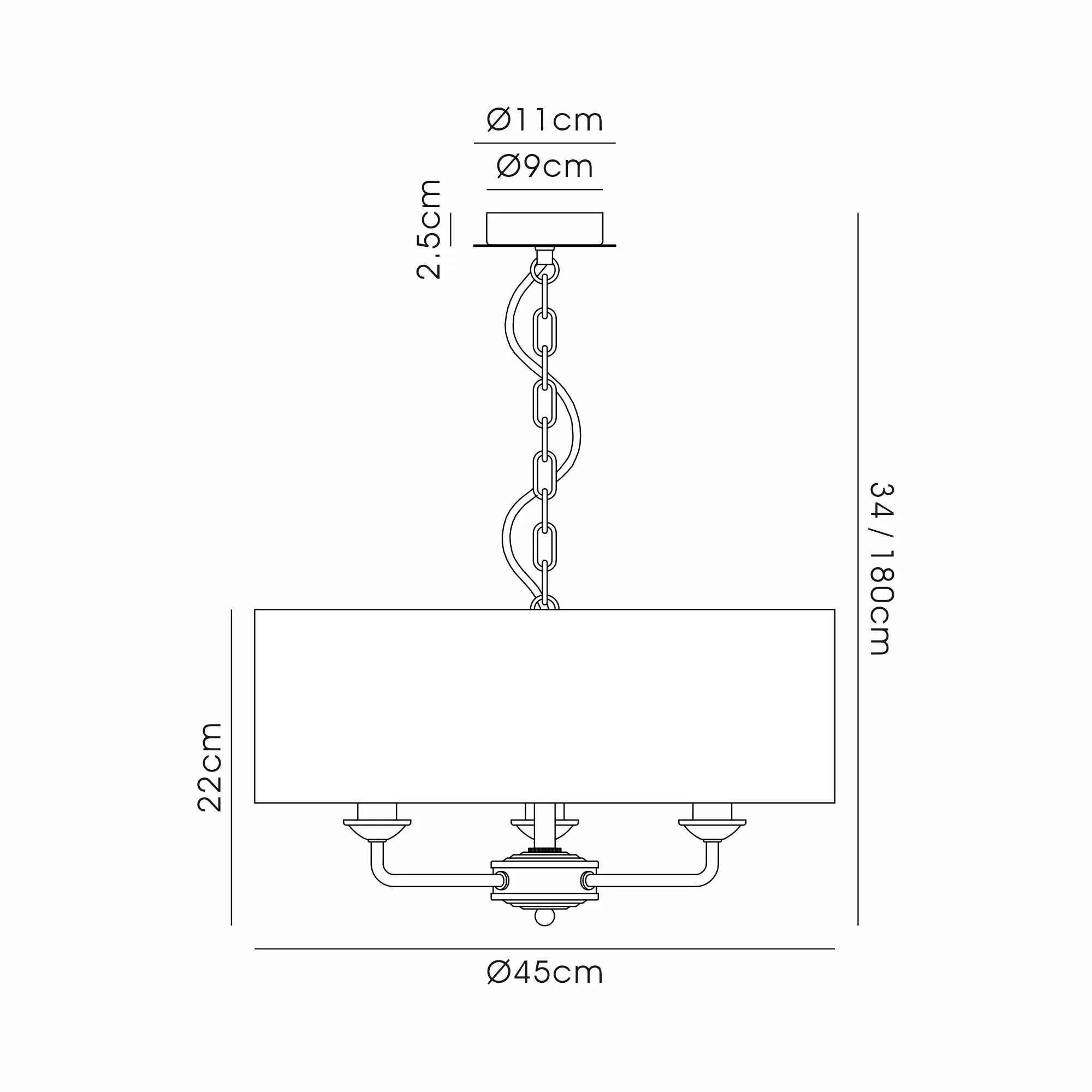 DK1025  Banyan 45cm 3 Light Pendant Matt Black; Cream